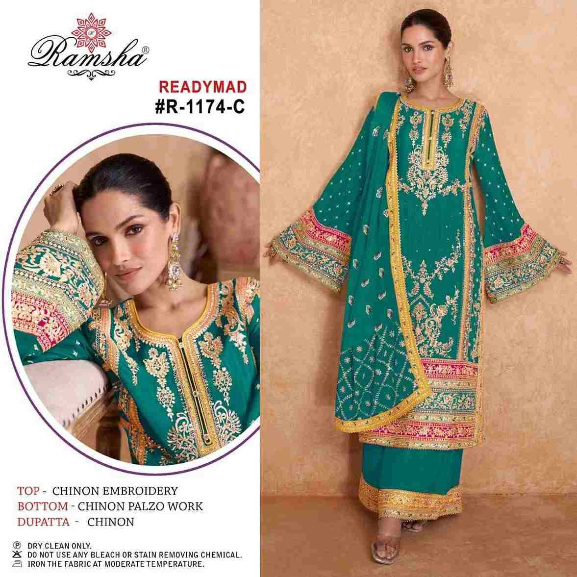 Ramsha 1174 Colours By Ramsha 1174-A To 1174-D Series Beautiful Pakistani Suits Colorful Stylish Fancy Casual Wear & Ethnic Wear Chinnon Dresses At Wholesale Price