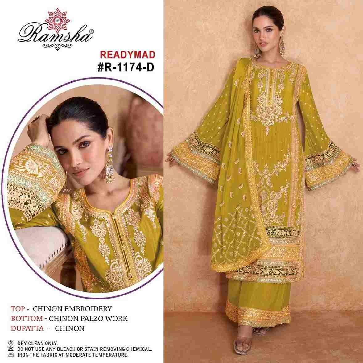 Ramsha 1174 Colours By Ramsha 1174-A To 1174-D Series Beautiful Pakistani Suits Colorful Stylish Fancy Casual Wear & Ethnic Wear Chinnon Dresses At Wholesale Price