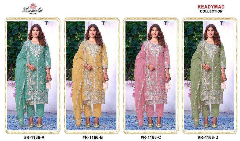 Ramsha 1166 Colours By Ramsha 1166-A To 1166-D Series Beautiful Pakistani Suits Colorful Stylish Fancy Casual Wear & Ethnic Wear Organza Dresses At Wholesale Price