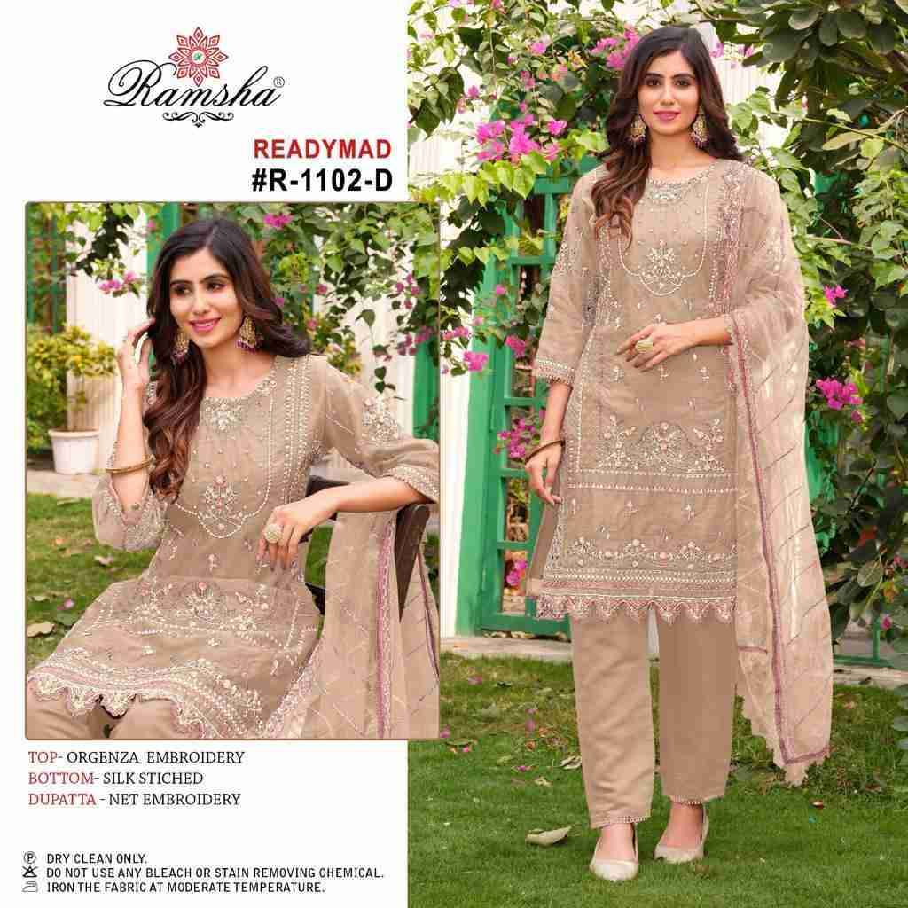 Ramsha 1102 Colours By Ramsha 1102-A To 1102-D Series Beautiful Pakistani Suits Colorful Stylish Fancy Casual Wear & Ethnic Wear Organza Dresses At Wholesale Price