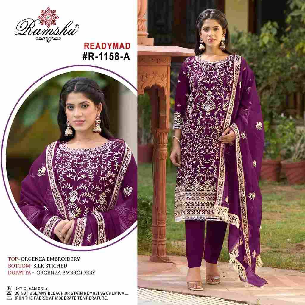 Ramsha 1158 Colours By Ramsha 1158-A To 1158-D Series Beautiful Pakistani Suits Colorful Stylish Fancy Casual Wear & Ethnic Wear Organza Dresses At Wholesale Price