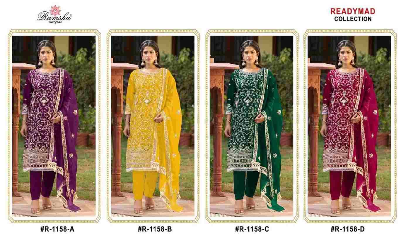 Ramsha 1158 Colours By Ramsha 1158-A To 1158-D Series Beautiful Pakistani Suits Colorful Stylish Fancy Casual Wear & Ethnic Wear Organza Dresses At Wholesale Price