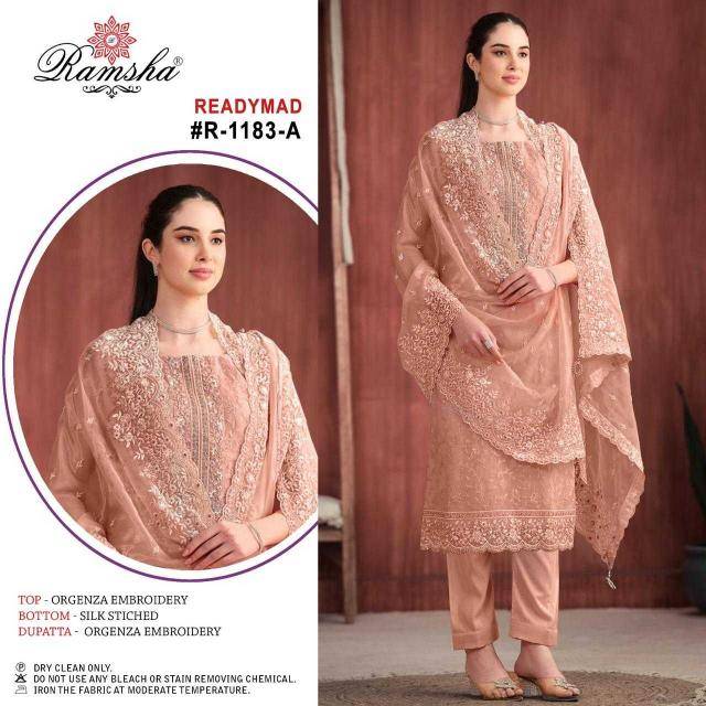 Ramsha 1183 Colours By Ramsha 1183-A To 1183-D Series Beautiful Pakistani Suits Colorful Stylish Fancy Casual Wear & Ethnic Wear Organza Dresses At Wholesale Price