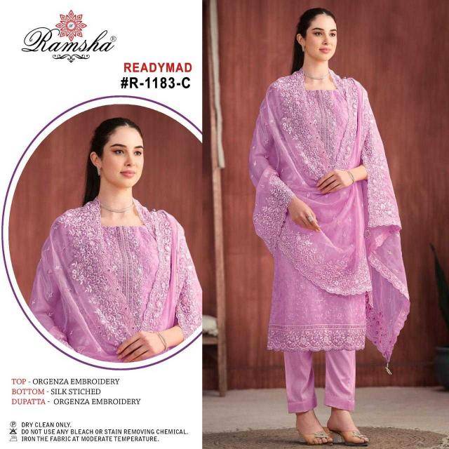 Ramsha 1183 Colours By Ramsha 1183-A To 1183-D Series Beautiful Pakistani Suits Colorful Stylish Fancy Casual Wear & Ethnic Wear Organza Dresses At Wholesale Price