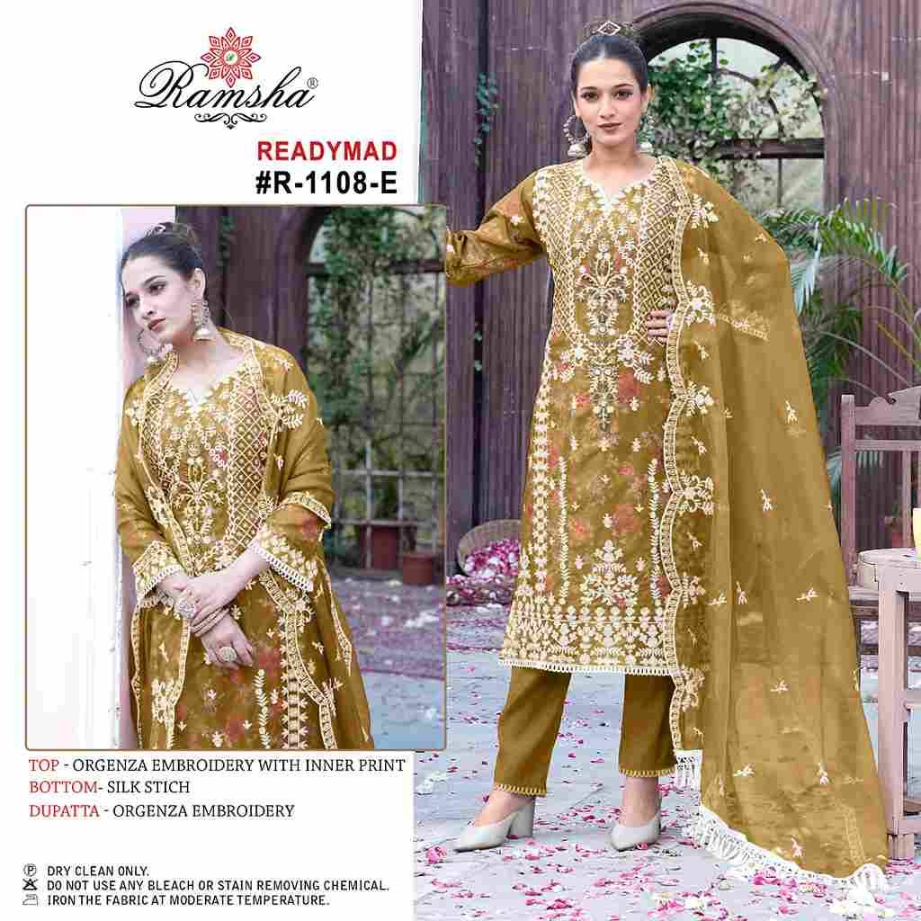 Ramsha 1108 Colours Vol-2 By Ramsha 1108-E To 1108-H Series Beautiful Pakistani Suits Colorful Stylish Fancy Casual Wear & Ethnic Wear Organza Dresses At Wholesale Price