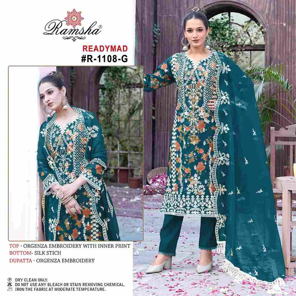 Ramsha 1108 Colours Vol-2 By Ramsha 1108-E To 1108-H Series Beautiful Pakistani Suits Colorful Stylish Fancy Casual Wear & Ethnic Wear Organza Dresses At Wholesale Price