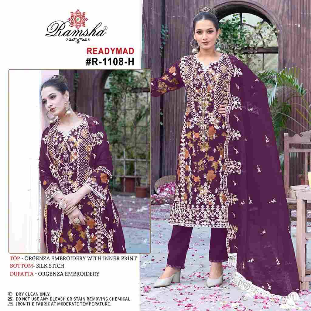 Ramsha 1108 Colours Vol-2 By Ramsha 1108-E To 1108-H Series Beautiful Pakistani Suits Colorful Stylish Fancy Casual Wear & Ethnic Wear Organza Dresses At Wholesale Price