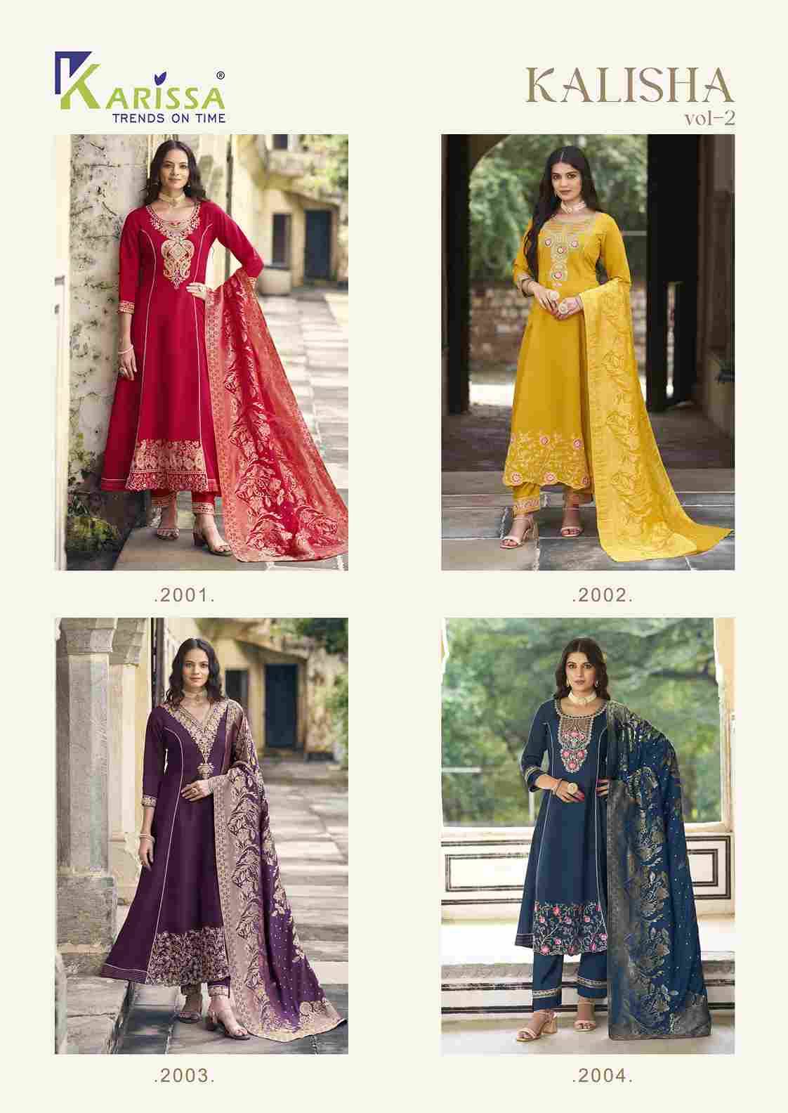 Kalisha Vol-2 By Karissa 2001 To 2004 Series Beautiful Festive Suits Colorful Stylish Fancy Casual Wear & Ethnic Wear Viscose Silk Dresses At Wholesale Price