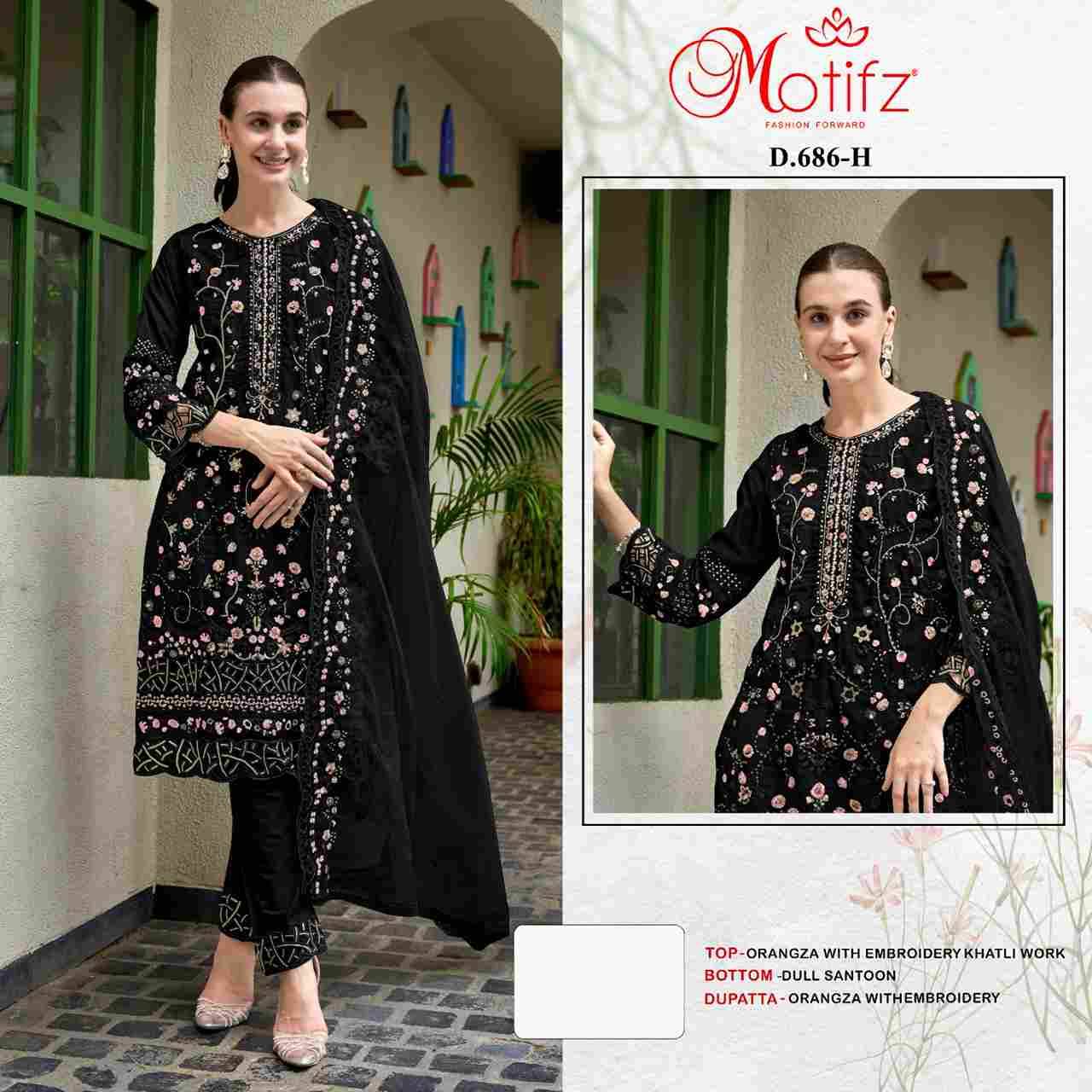 Motifz Hit Design 686 Colours Vol-3 By Motifz 686-H To 686-K Series Beautiful Pakistani Suits Colorful Stylish Fancy Casual Wear & Ethnic Wear Organza Dresses At Wholesale Price