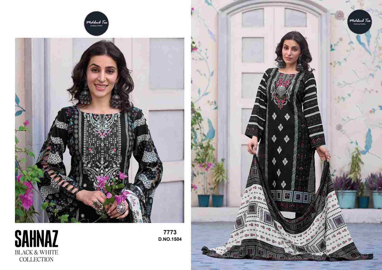 Sahnaz Black And White Collection By Mehboob Tex 1502-A To 1502-B Series Beautiful Pakistani Suits Stylish Fancy Colorful Party Wear & Occasional Wear Cambric Cotton Dresses At Wholesale Price