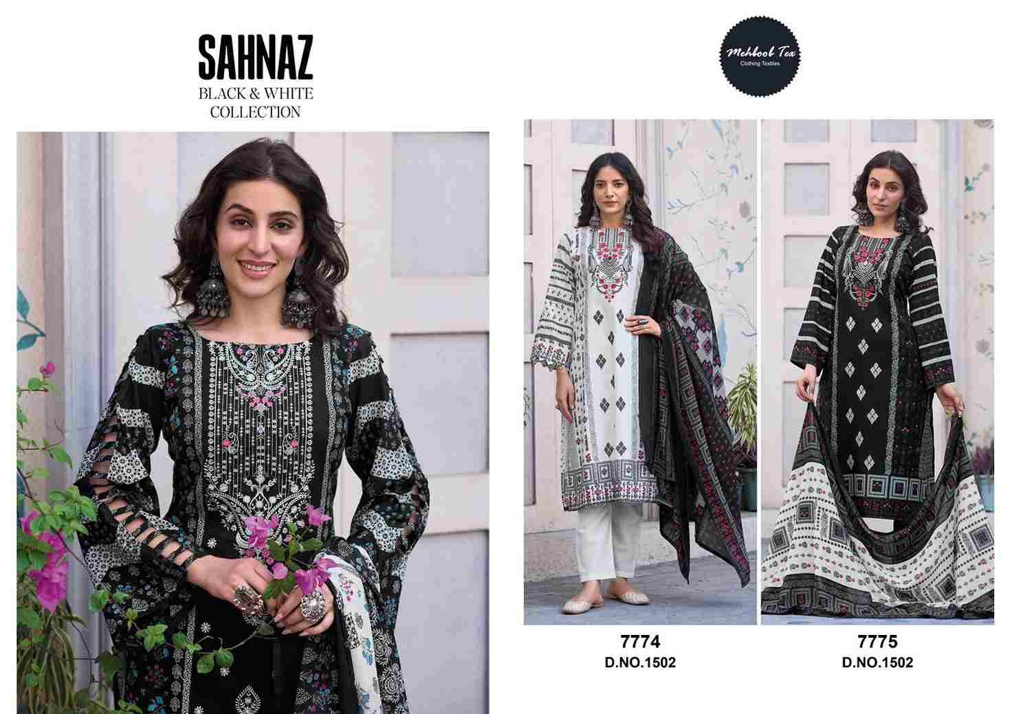 Sahnaz Black And White Collection By Mehboob Tex 1502-A To 1502-B Series Beautiful Pakistani Suits Stylish Fancy Colorful Party Wear & Occasional Wear Cambric Cotton Dresses At Wholesale Price