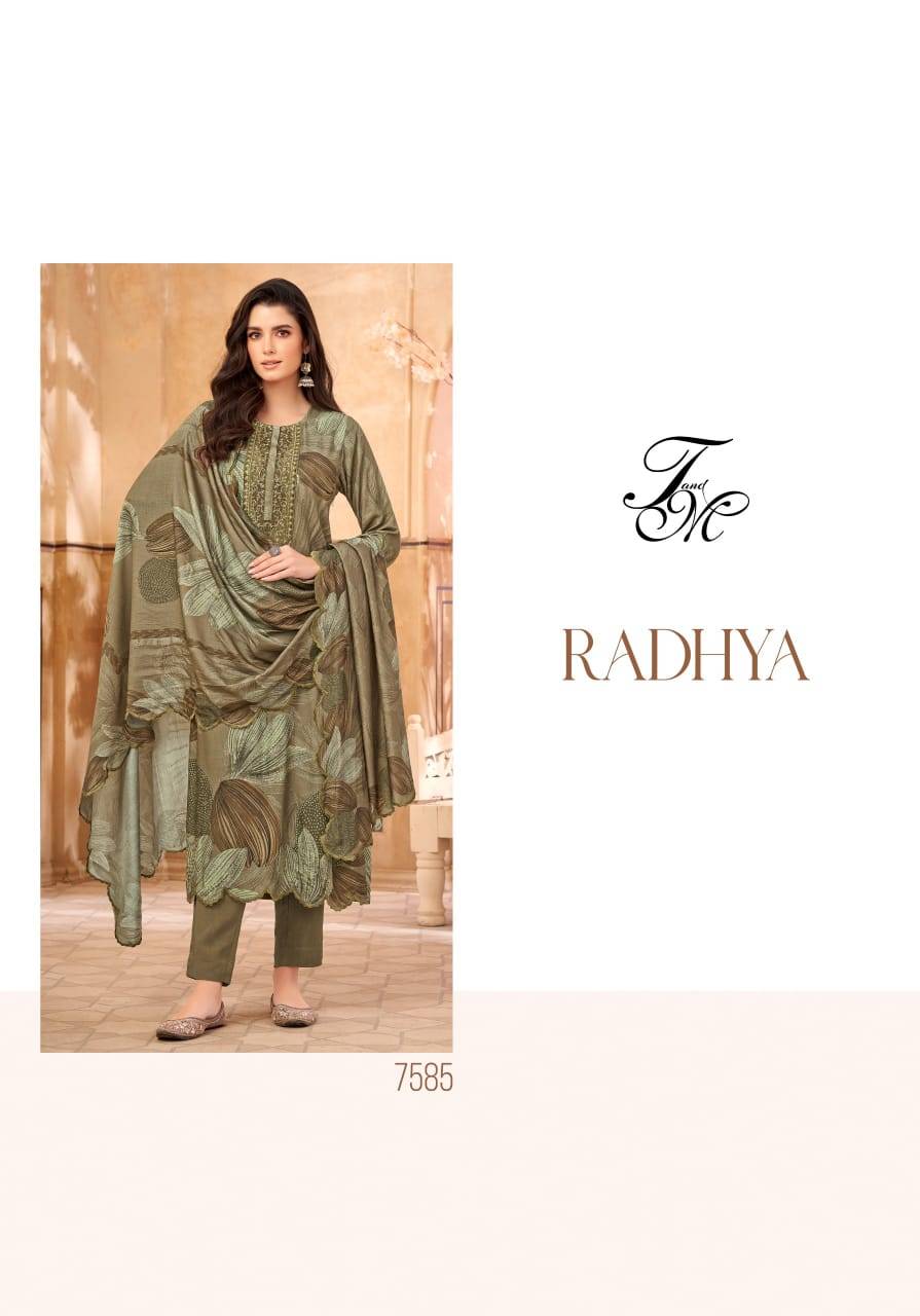 Radhya By T And M Designer Studio Beautiful Festive Suits Colorful Stylish Fancy Casual Wear & Ethnic Wear Staple Twill Dresses At Wholesale Price