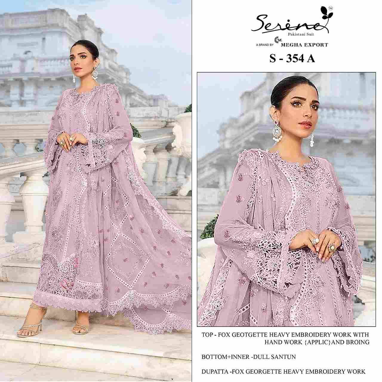 Serene Hit Design S-354 Colours By Serene S-354-A To S-354-D Series Designer Pakistani Suits Beautiful Fancy Colorful Stylish Party Wear & Occasional Wear Faux Georgette Embroidered Dresses At Wholesale Price