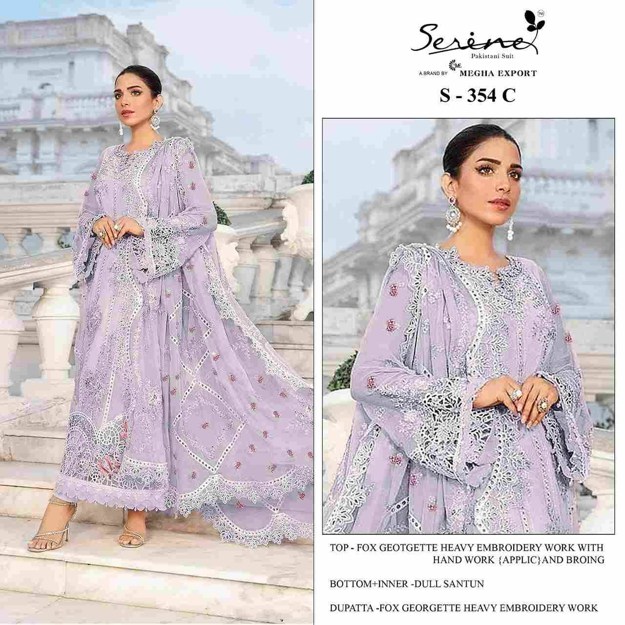 Serene Hit Design S-354 Colours By Serene S-354-A To S-354-D Series Designer Pakistani Suits Beautiful Fancy Colorful Stylish Party Wear & Occasional Wear Faux Georgette Embroidered Dresses At Wholesale Price