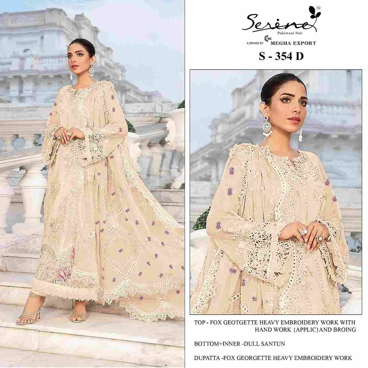 Serene Hit Design S-354 Colours By Serene S-354-A To S-354-D Series Designer Pakistani Suits Beautiful Fancy Colorful Stylish Party Wear & Occasional Wear Faux Georgette Embroidered Dresses At Wholesale Price