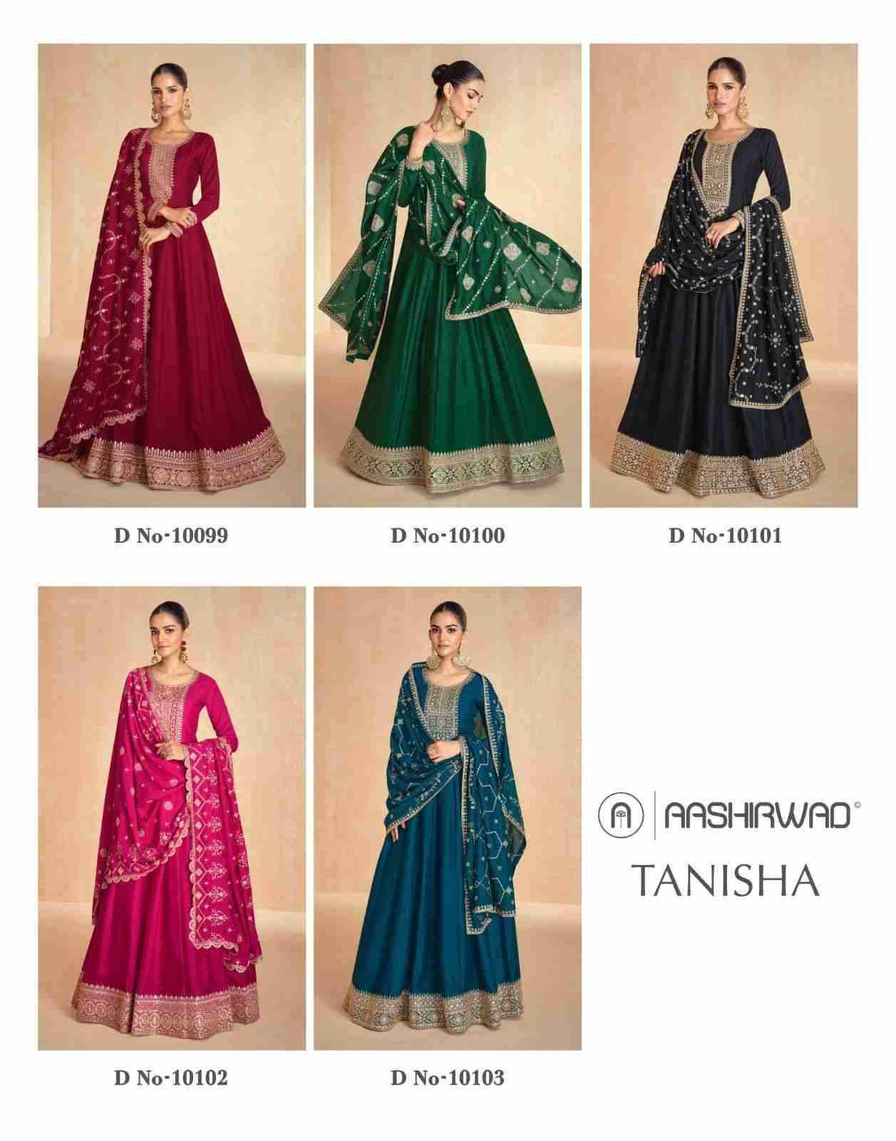 Tanisha By Aashirwad Creation 10099 To 10103 Series Designer Stylish Fancy Colorful Beautiful Party Wear & Ethnic Wear Collection Silk Gowns With Dupatta At Wholesale Price