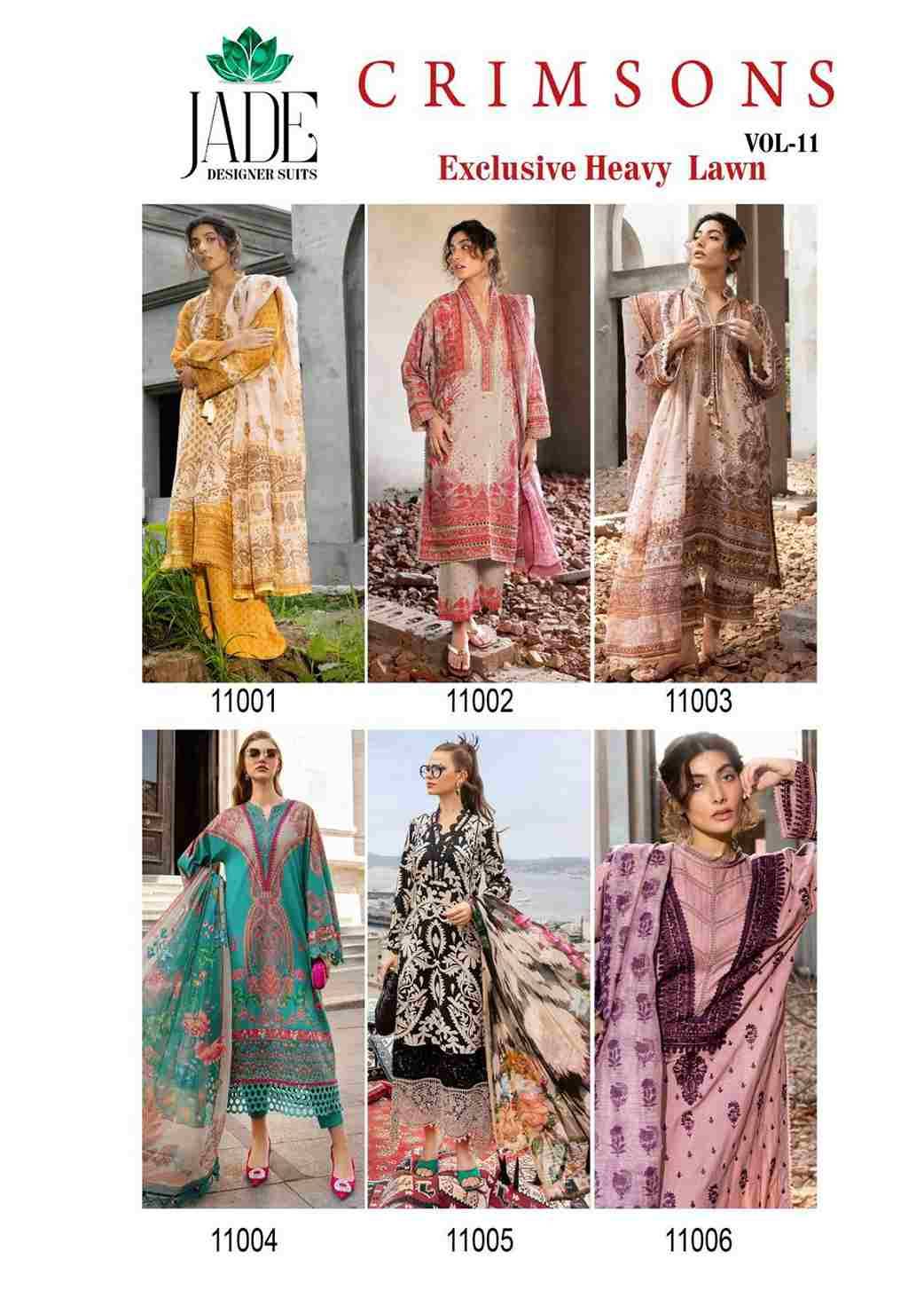 Crimsons Vol-11 By Jade 11001 To 11006 Series Beautiful Festive Suits Colorful Stylish Fancy Casual Wear & Ethnic Wear Pure Lawn Cotton Embroidered Dresses At Wholesale Price