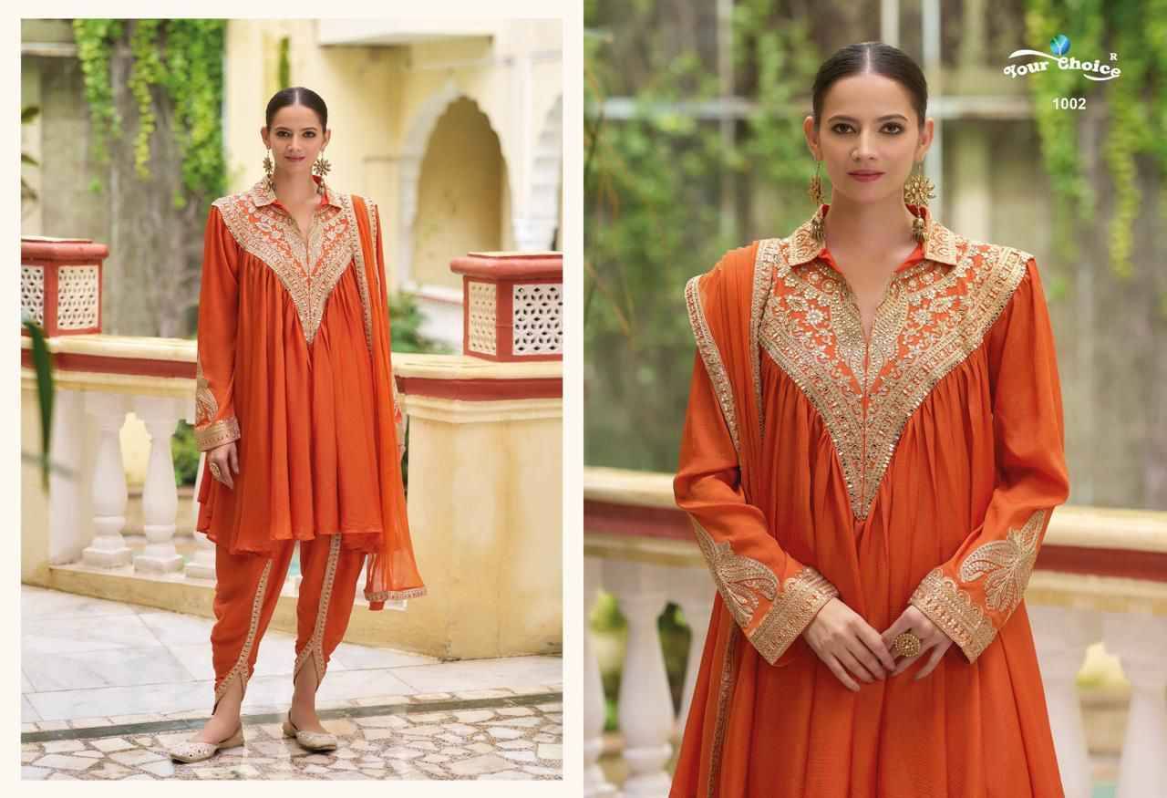 Navya By Your Choice 1001 To 1003 Series Designer Festive Suits Collection Beautiful Stylish Fancy Colorful Party Wear & Occasional Wear Chinnon Dresses At Wholesale Price