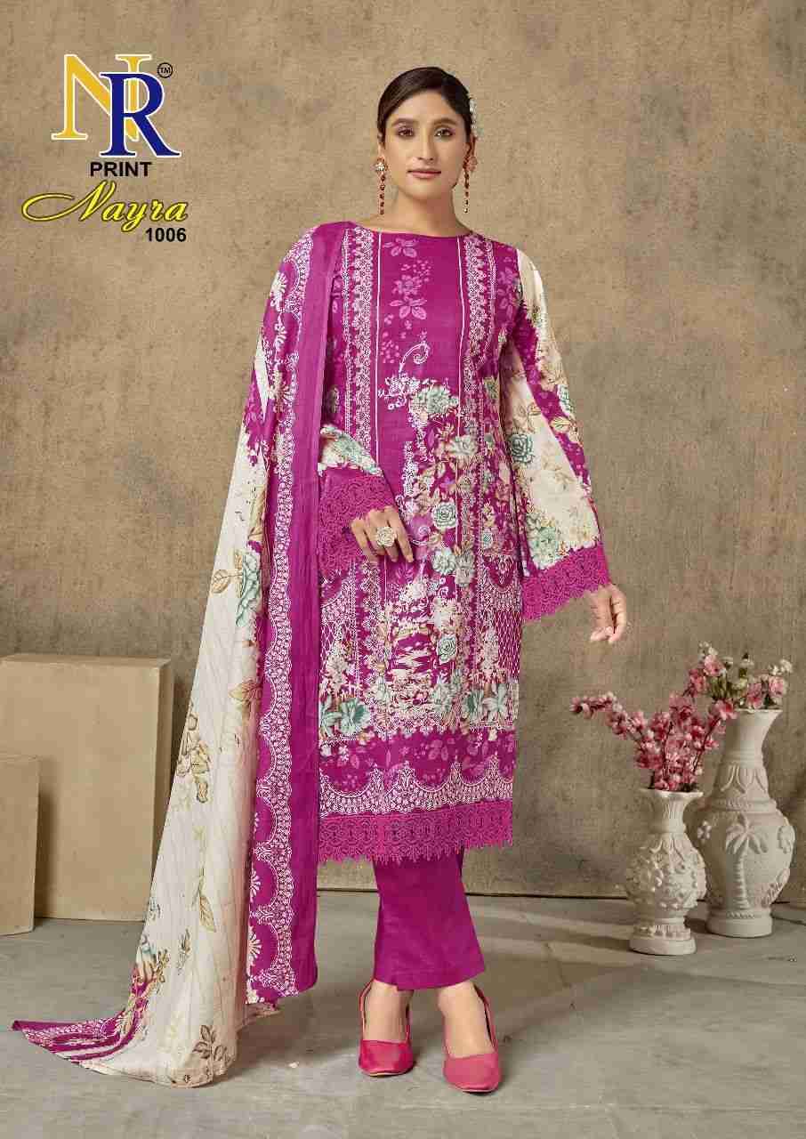 Nayra By NR Print 1001 To 1008 Series Beautiful Stylish Festive Suits Fancy Colorful Casual Wear & Ethnic Wear & Ready To Wear Heavy Lawn Cotton Print Dresses At Wholesale Price