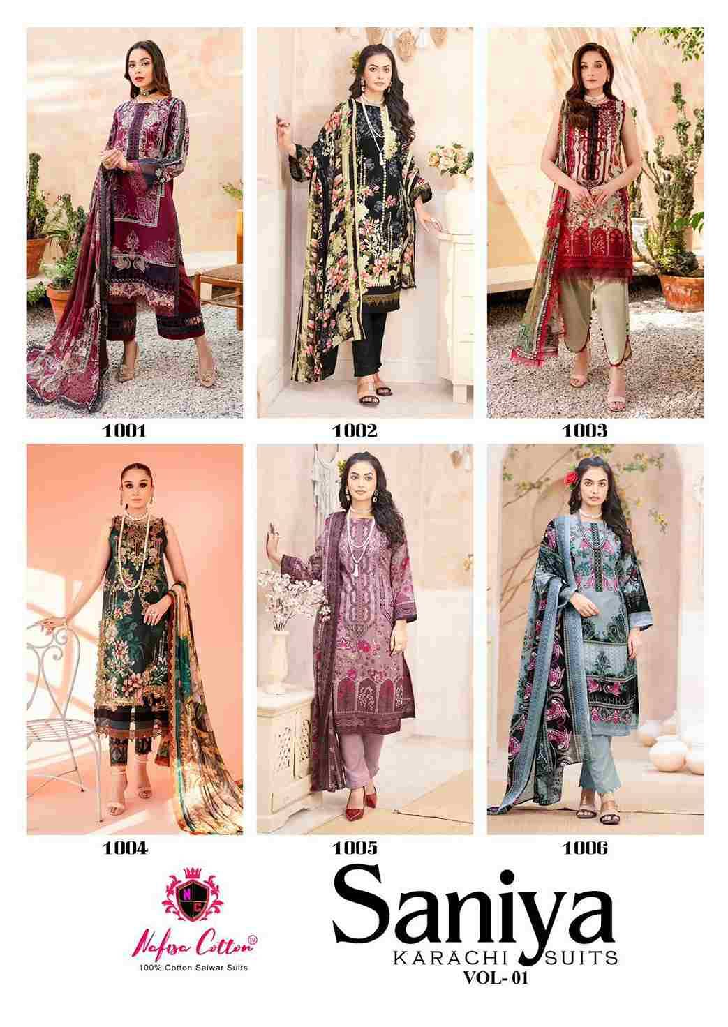 Saniya Vol-1 By Nafisa Cotton 1001 To 1006 Series Beautiful Stylish Festive Suits Fancy Colorful Casual Wear & Ethnic Wear & Ready To Wear Soft Cotton Print Dresses At Wholesale Price