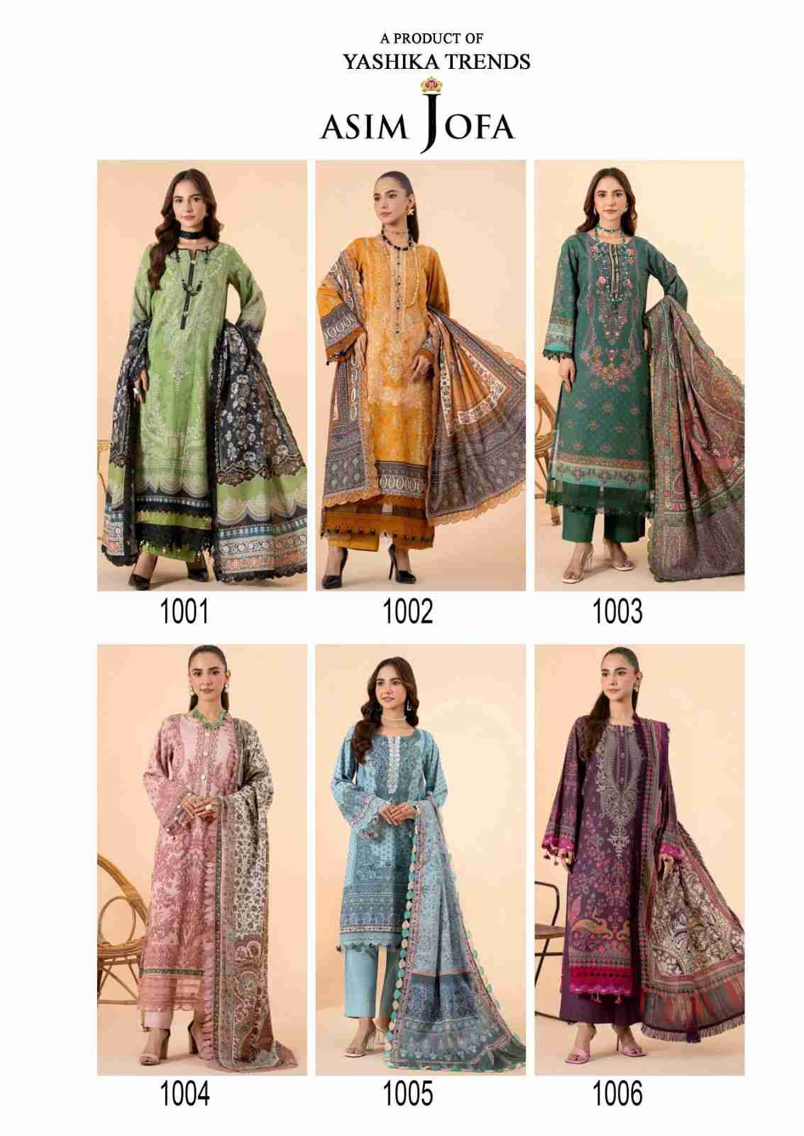 Asim Jofa By Zellbury 1001 To 1006 Series Beautiful Stylish Festive Suits Fancy Colorful Casual Wear & Ethnic Wear & Ready To Wear Heavy Cotton Print Dresses At Wholesale Price