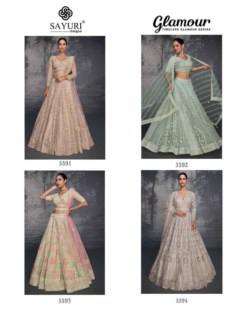 Glamour By Sayuri 5591 To 5594 Series Designer Beautiful Wedding Collection Occasional Wear & Party Wear Georgette Lehengas At Wholesale Price