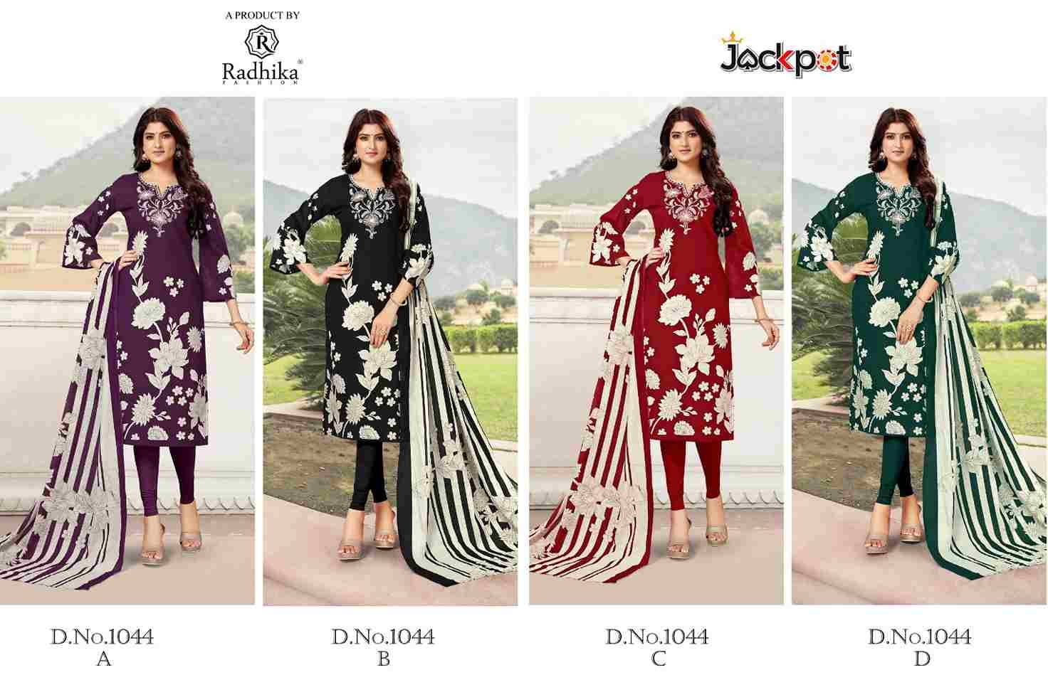 Jackpot By Radhika Fashion 1044-A To 1044-D Series Beautiful Festive Suits Colorful Stylish Fancy Casual Wear & Ethnic Wear Cambric Cotton Dresses At Wholesale Price