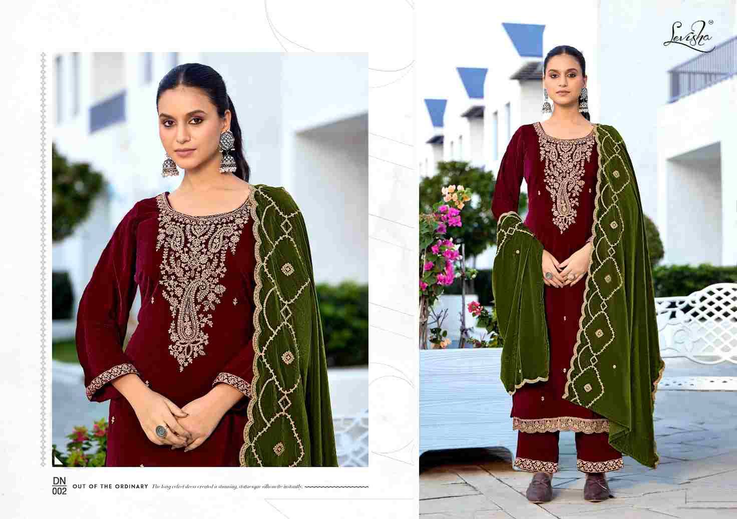 Kashida By Levisha 001 To 006 Series Festive Suits Beautiful Fancy Colorful Stylish Party Wear & Occasional Wear Pure Velvet Dresses At Wholesale Price