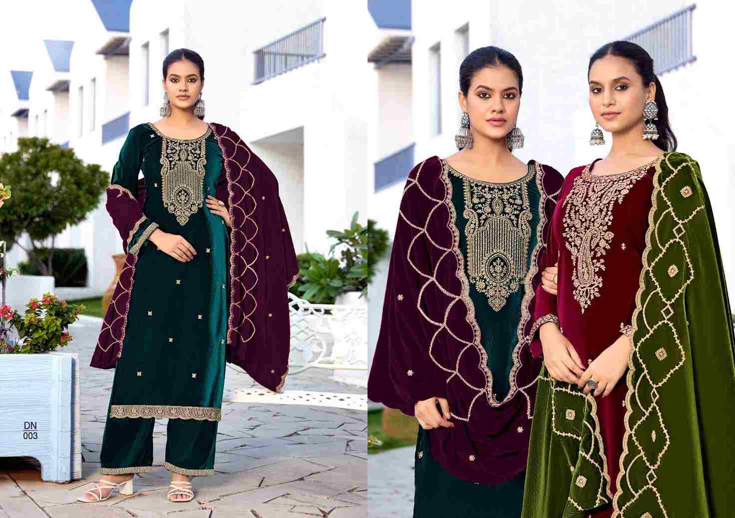 Kashida By Levisha 001 To 006 Series Festive Suits Beautiful Fancy Colorful Stylish Party Wear & Occasional Wear Pure Velvet Dresses At Wholesale Price