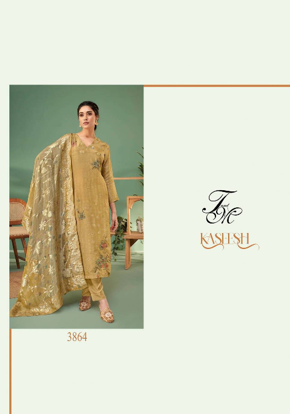 Kaseesh By T And M Designer Studio Beautiful Festive Suits Colorful Stylish Fancy Casual Wear & Ethnic Wear Simmer Tissue Dresses At Wholesale Price