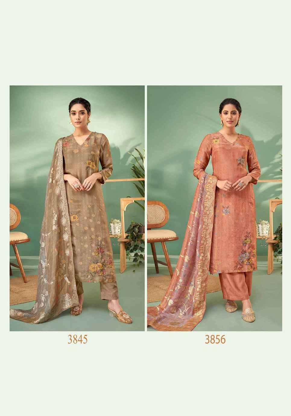 Kaseesh By T And M Designer Studio Beautiful Festive Suits Colorful Stylish Fancy Casual Wear & Ethnic Wear Simmer Tissue Dresses At Wholesale Price