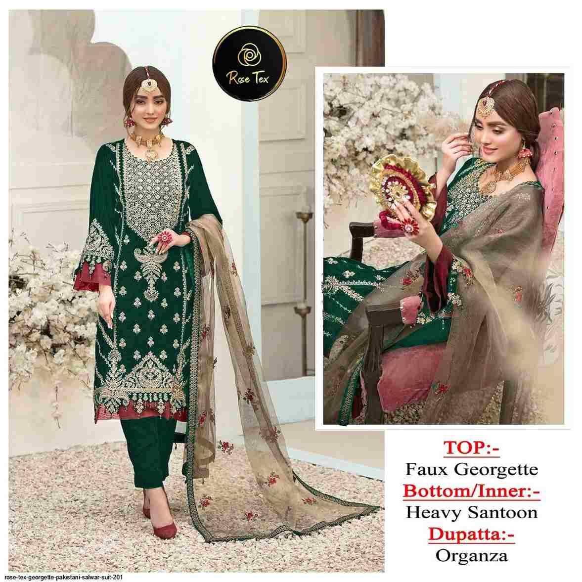 Rose Tex 201 Colours By Rose Tex 201-A To 201-D Series Beautiful Stylish Pakistani Suits Fancy Colorful Casual Wear & Ethnic Wear & Ready To Wear Faux Georgette Dresses At Wholesale Price