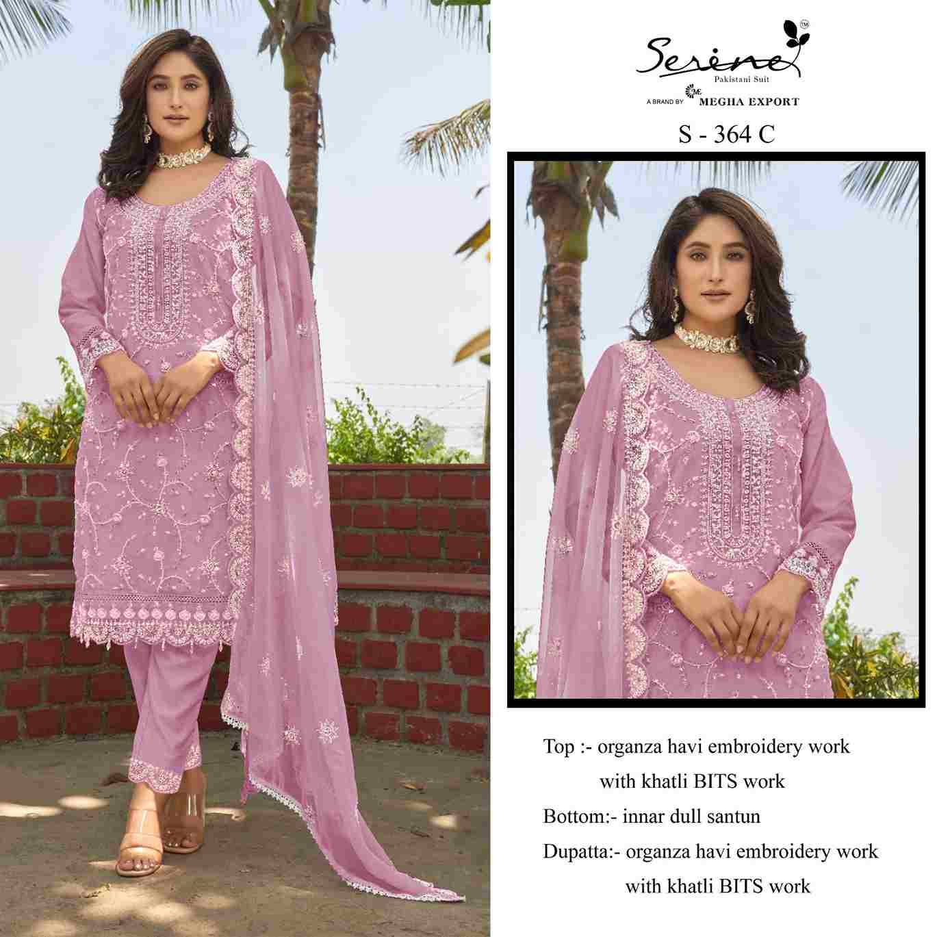 Serene Hit Design S-364 Colours By Serene S-364-A To S-364-D Series Designer Pakistani Suits Beautiful Fancy Colorful Stylish Party Wear & Occasional Wear Organza Embroidered Dresses At Wholesale Price