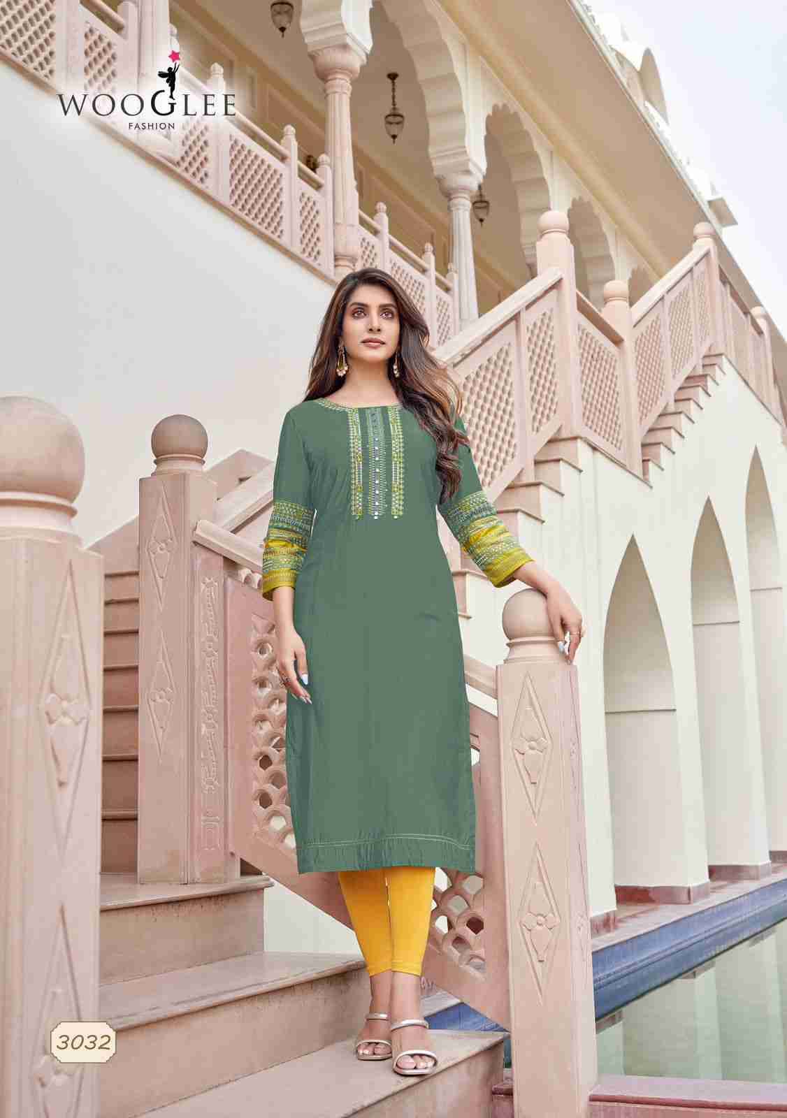 Salonee Vol-7 By Wooglee 3031 To 3036 Series Designer Stylish Fancy Colorful Beautiful Party Wear & Ethnic Wear Collection Rayon With Work Kurtis At Wholesale Price