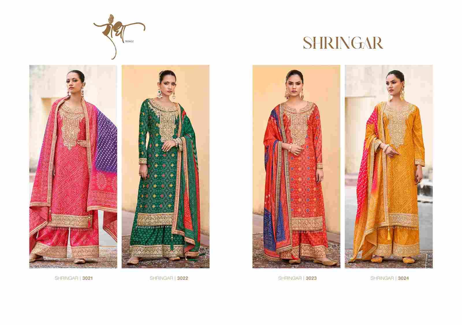 Shringar By Radha Trendz 3021 To 3024 Series Beautiful Festive Suits Colorful Stylish Fancy Casual Wear & Ethnic Wear Chinnon Embroidered Dresses At Wholesale Price