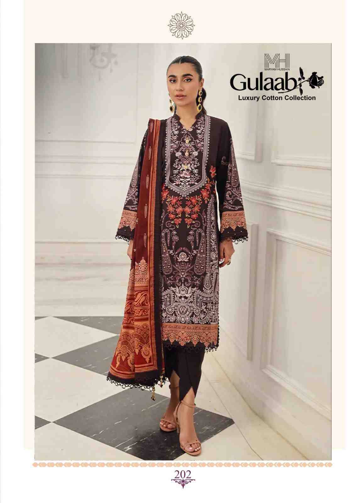 Gulaab Vol-2 By Maryam Hussain 201 To 206 Series Beautiful Festive Suits Stylish Fancy Colorful Casual Wear & Ethnic Wear Cotton Print Dresses At Wholesale Price