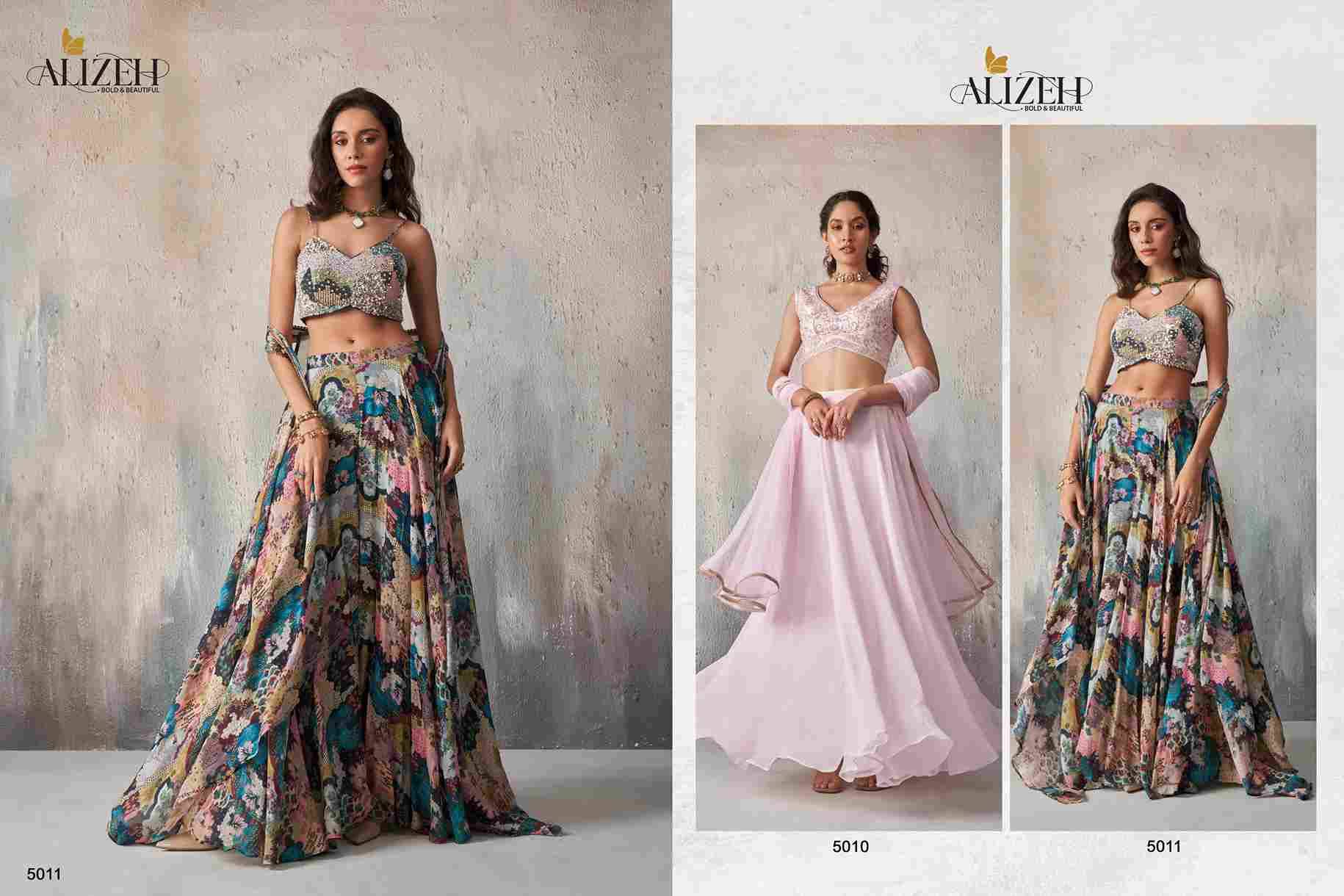 Readymade Vol-2 By Alizeh 5010 To 5011 Series Indian Traditional Wear Collection Beautiful Stylish Fancy Colorful Party Wear & Occasional Wear Georgette/Chinnon Sarees At Wholesale Price