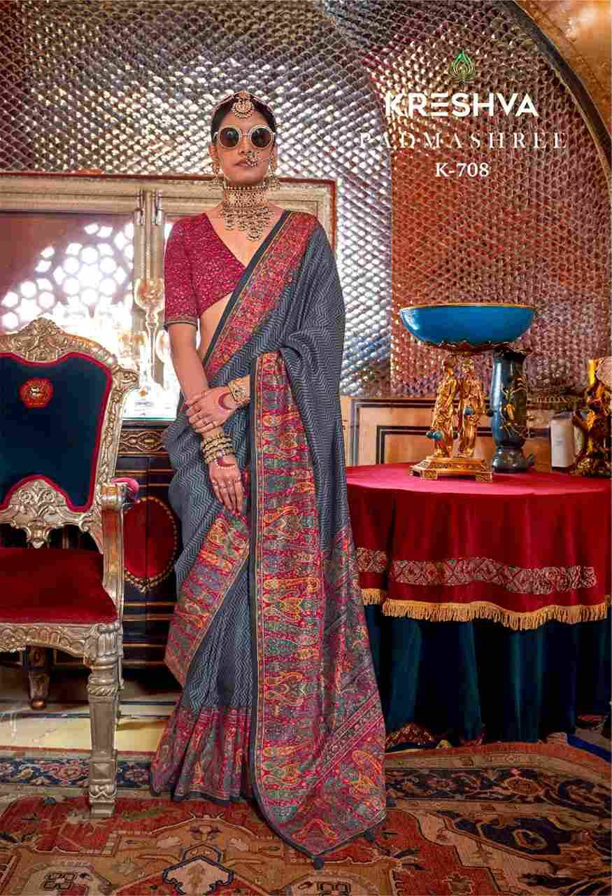 Padmashree By Kreshva 707 To 712 Series Indian Traditional Wear Collection Beautiful Stylish Fancy Colorful Party Wear & Occasional Wear Vichitra Silk Sarees At Wholesale Price