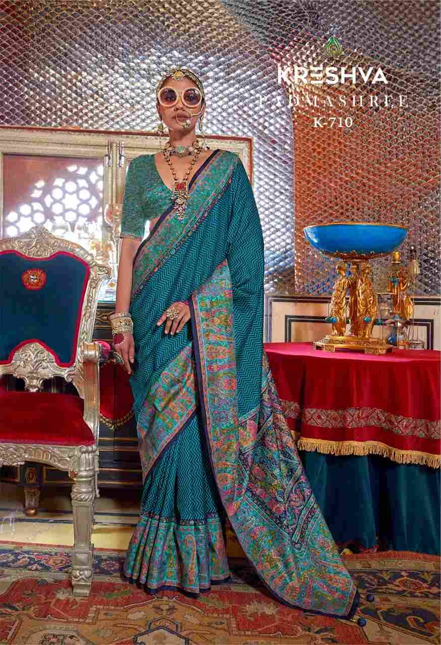 Padmashree By Kreshva 707 To 712 Series Indian Traditional Wear Collection Beautiful Stylish Fancy Colorful Party Wear & Occasional Wear Vichitra Silk Sarees At Wholesale Price