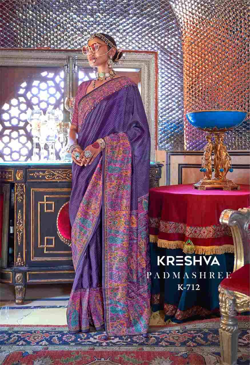 Padmashree By Kreshva 707 To 712 Series Indian Traditional Wear Collection Beautiful Stylish Fancy Colorful Party Wear & Occasional Wear Vichitra Silk Sarees At Wholesale Price