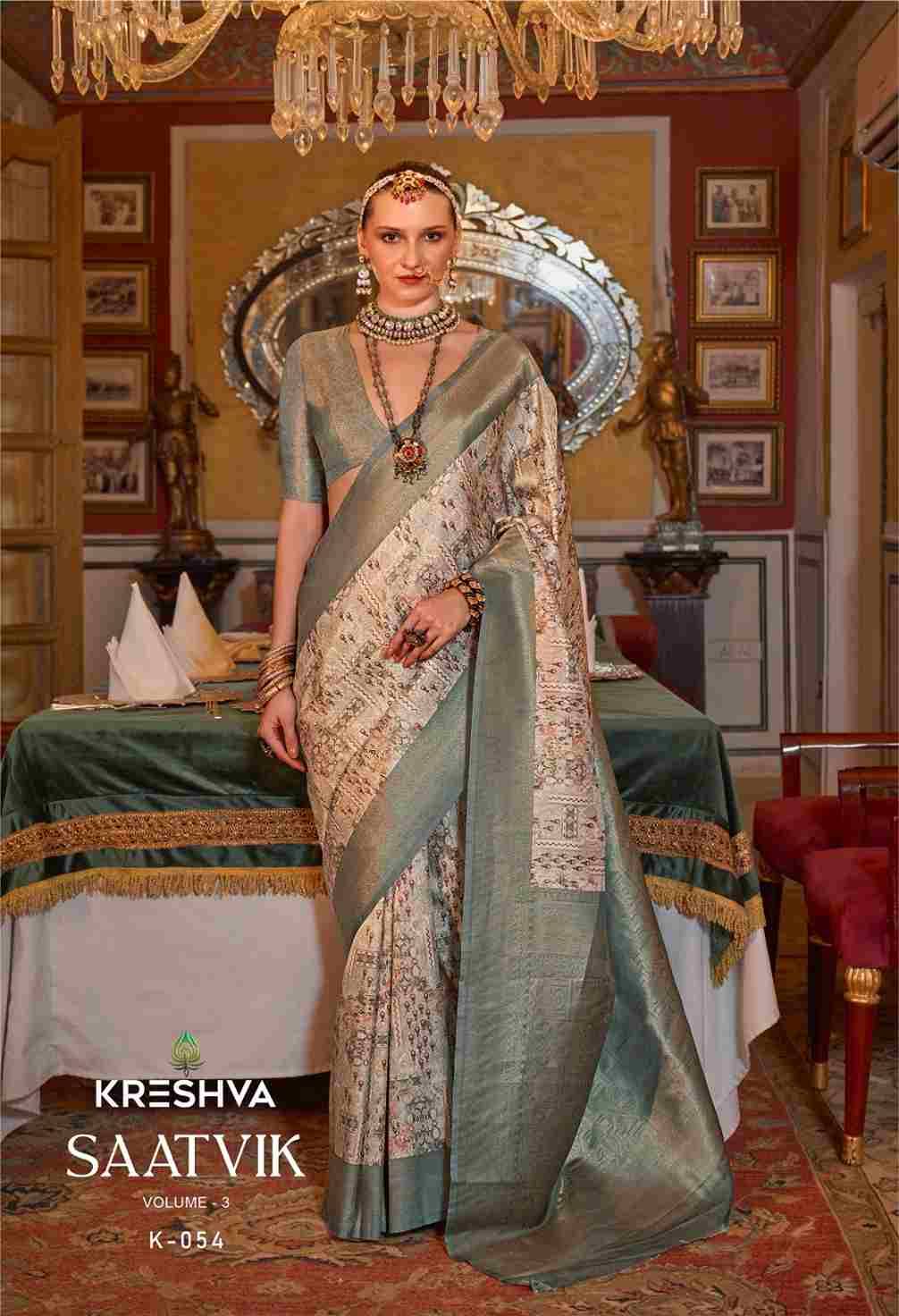 Saatvik Vol-3 By Kreshva 052 To 059 Series Indian Traditional Wear Collection Beautiful Stylish Fancy Colorful Party Wear & Occasional Wear Tussar Silk Sarees At Wholesale Price