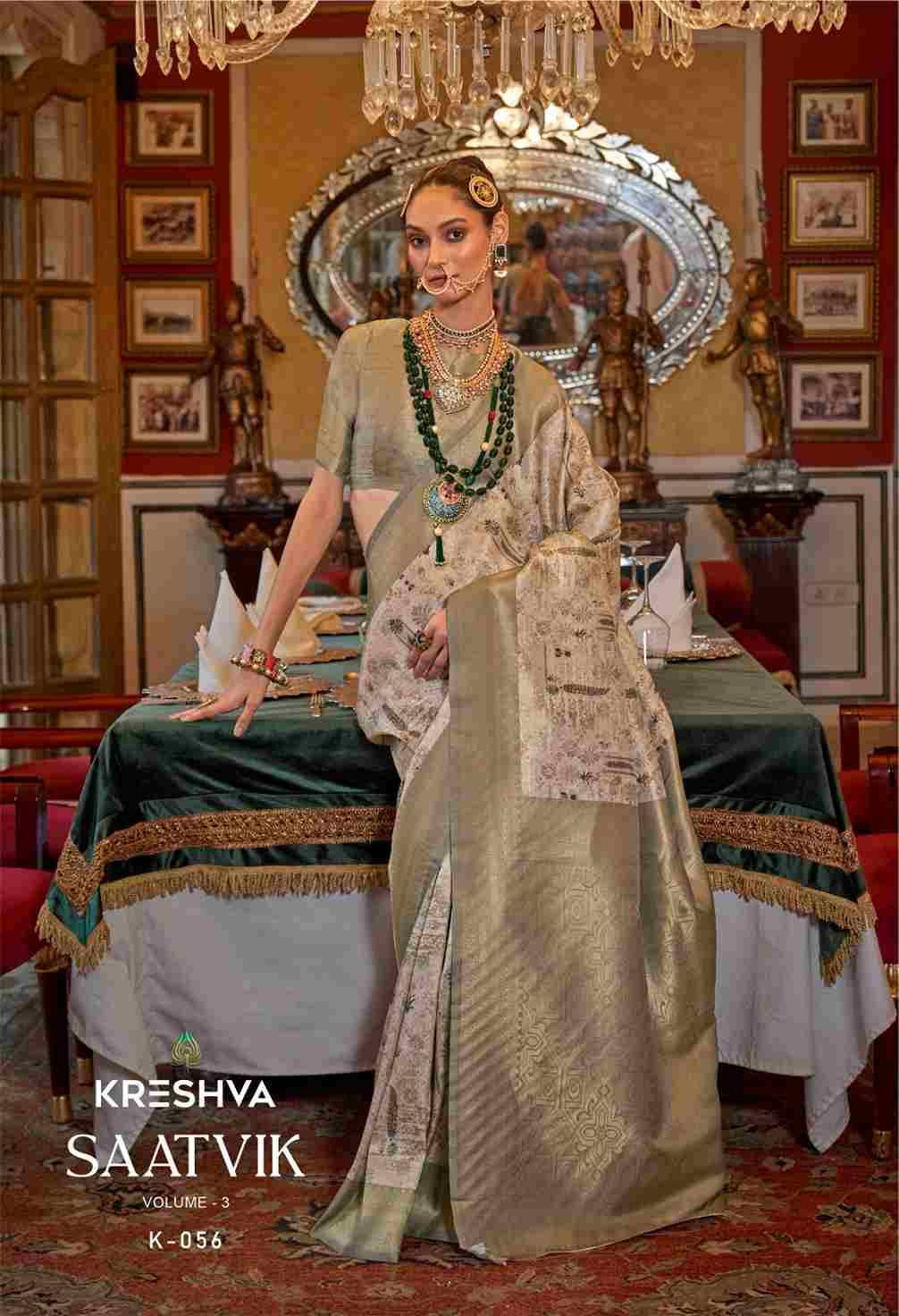 Saatvik Vol-3 By Kreshva 052 To 059 Series Indian Traditional Wear Collection Beautiful Stylish Fancy Colorful Party Wear & Occasional Wear Tussar Silk Sarees At Wholesale Price