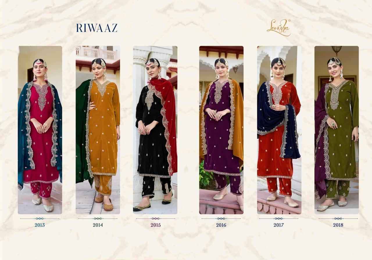 Riwaaz By Levisha 2013 To 2018 Series Festive Suits Beautiful Fancy Colorful Stylish Party Wear & Occasional Wear Pure Velvet Dresses At Wholesale Price