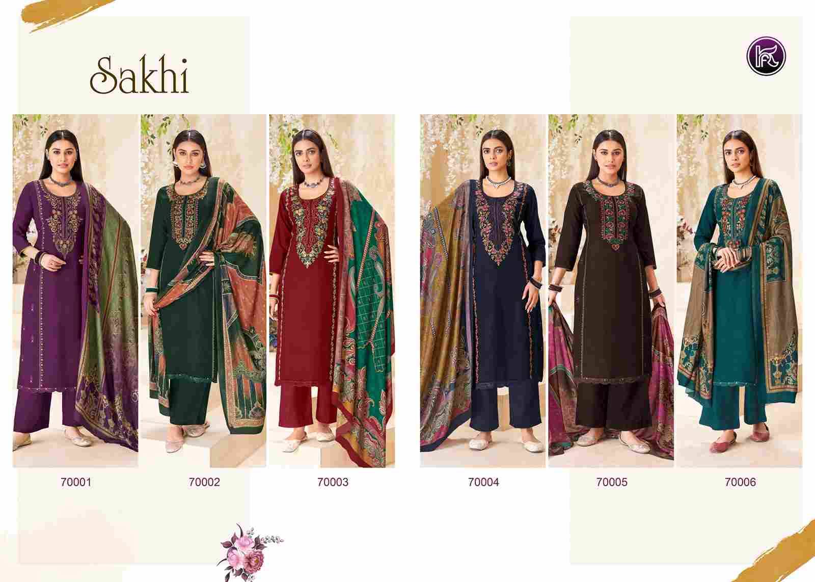 Sakhi By Kala Fashion 70001 To 70006 Series Festive Suits Beautiful Fancy Colorful Stylish Party Wear & Occasional Wear Pure Viscose Pashmina Print With Work Dresses At Wholesale Price