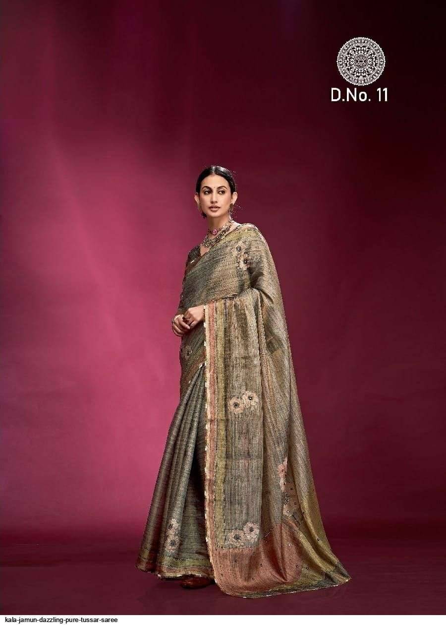 Dazzling By Kala Jamun 11 To 17 Series Indian Traditional Wear Collection Beautiful Stylish Fancy Colorful Party Wear & Occasional Wear Tussar Silk Sarees At Wholesale Price