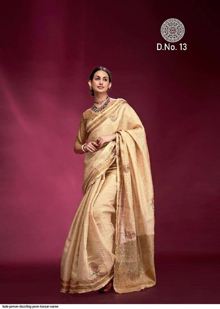 Dazzling By Kala Jamun 11 To 17 Series Indian Traditional Wear Collection Beautiful Stylish Fancy Colorful Party Wear & Occasional Wear Tussar Silk Sarees At Wholesale Price