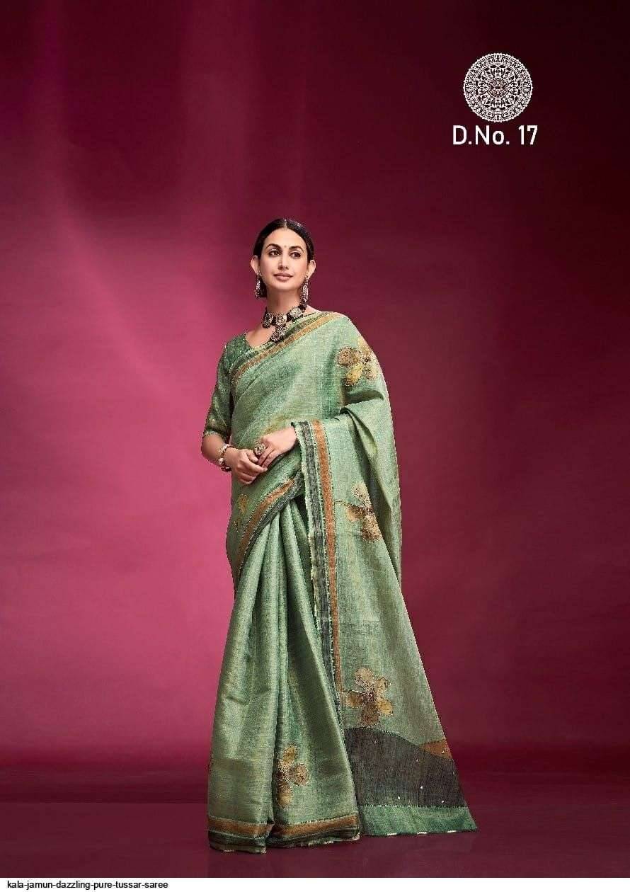 Dazzling By Kala Jamun 11 To 17 Series Indian Traditional Wear Collection Beautiful Stylish Fancy Colorful Party Wear & Occasional Wear Tussar Silk Sarees At Wholesale Price