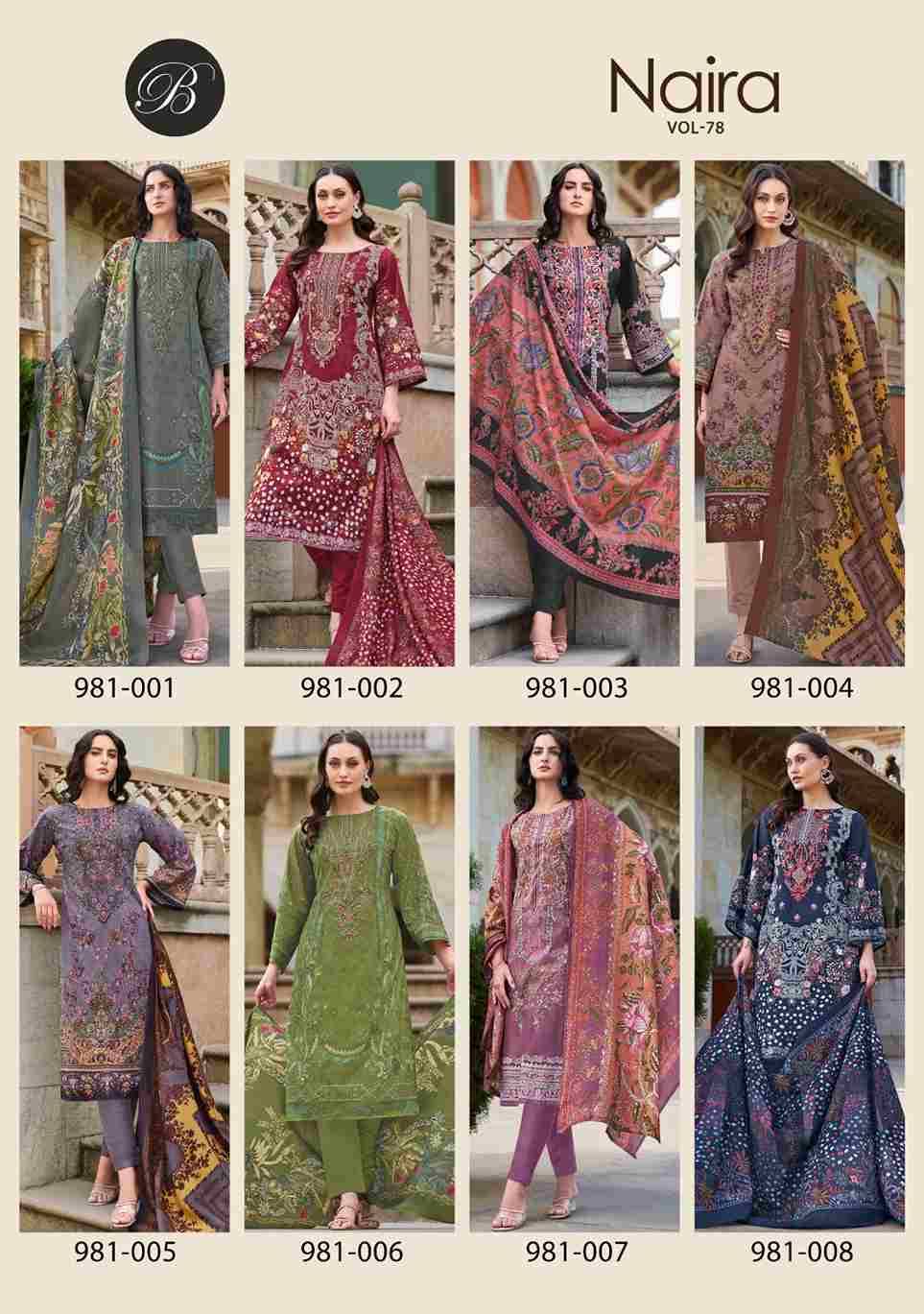 Naira Vol-78 By Belliza 981-001 To 981-008 Series Beautiful Festive Suits Stylish Fancy Colorful Casual Wear & Ethnic Wear Pure Cotton Print Dresses At Wholesale Price