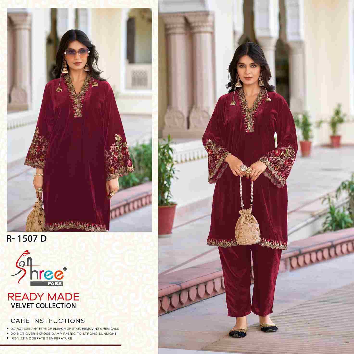 Shree Fabs Hit Design R-1507 Colours By Shree Fabs R-1507-A To R-1507-D Series Designer Pakistani Suits Collection Beautiful Stylish Fancy Colorful Party Wear & Occasional Wear Velvet Kurtis With Bottom At Wholesale Price