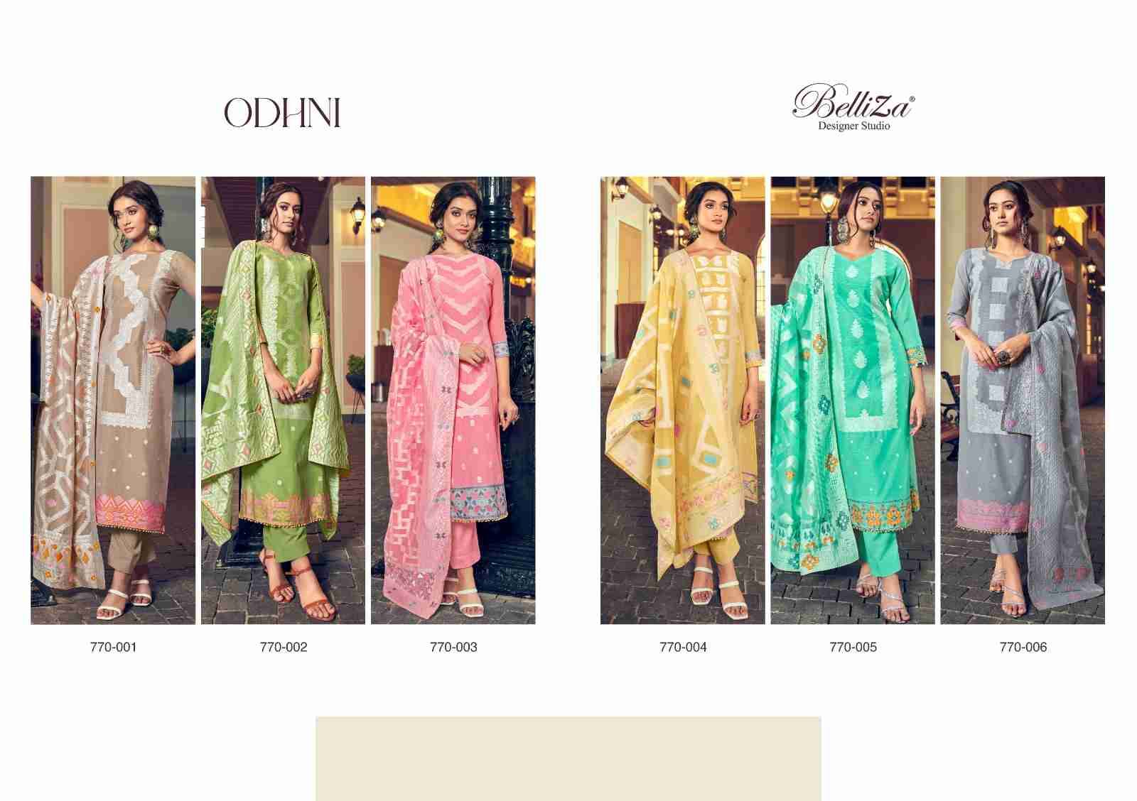 Odhni By Belliza 770-001 To 770-006 Series Beautiful Festive Suits Stylish Fancy Colorful Casual Wear & Ethnic Wear Pure Cotton Dresses At Wholesale Price